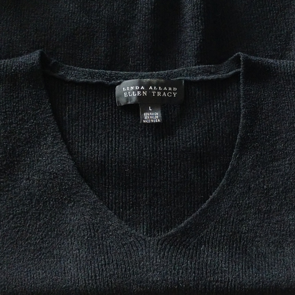 Linda Allard Ellen Tracy Sz L Sweater Navy Blue - Picture 3 of 3